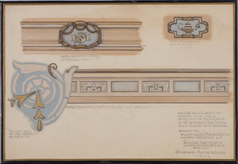 Lucile Lloyd: Study of decoration for auditorium (South Pasadena, Calif.)